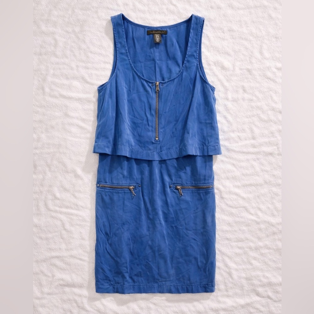 Kenneth Cole New York Blue Sleeveless Zip Front Mini Dress XS